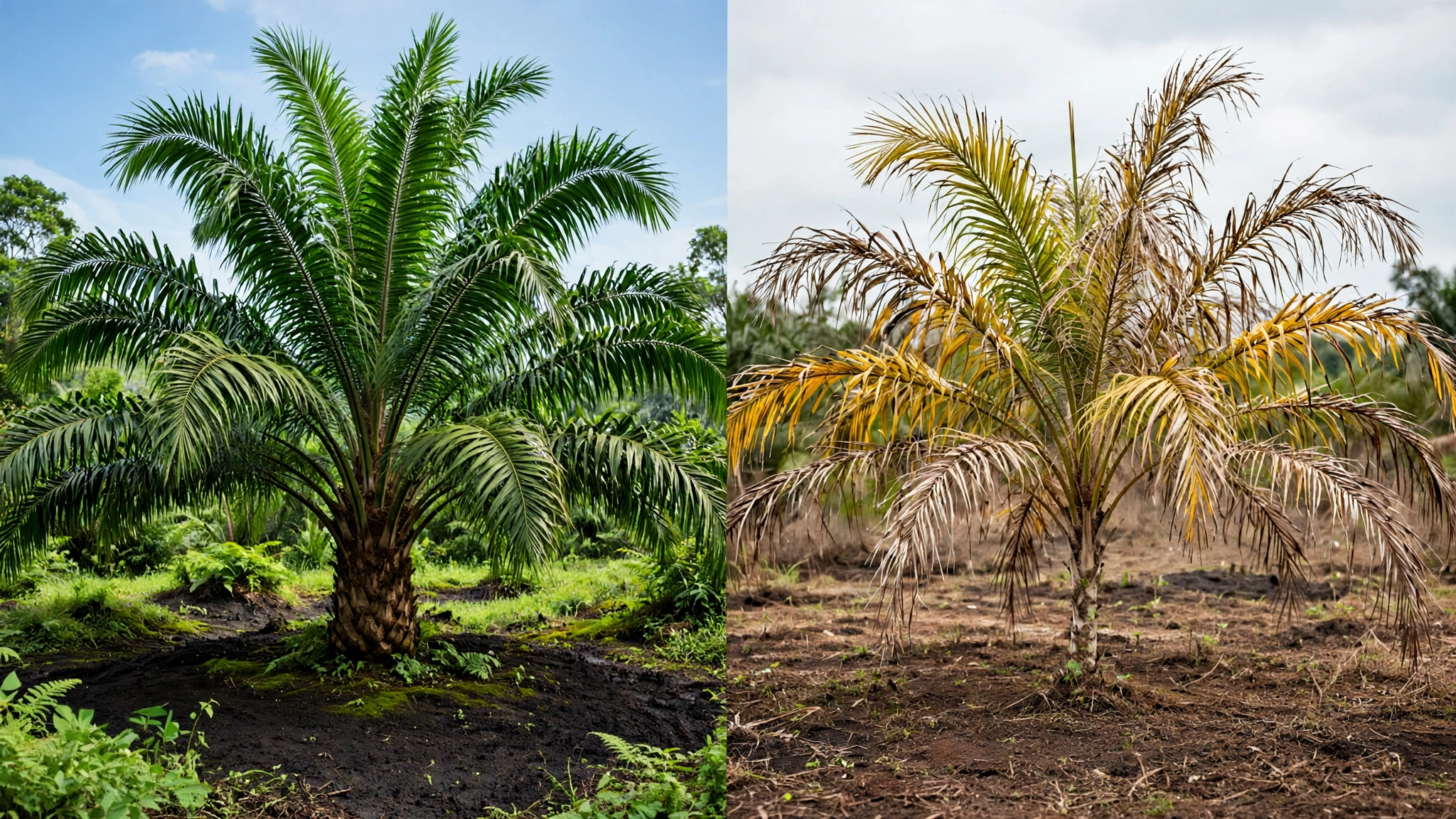 Graphic — Strong palm versus nutritionally stressed palm